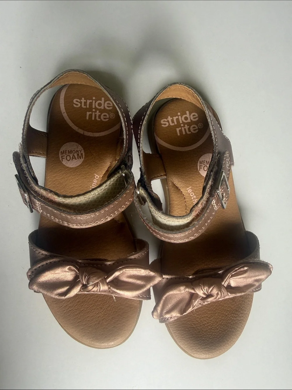Stride Rite Rose Gold Bow-Accent Girls' Sandals